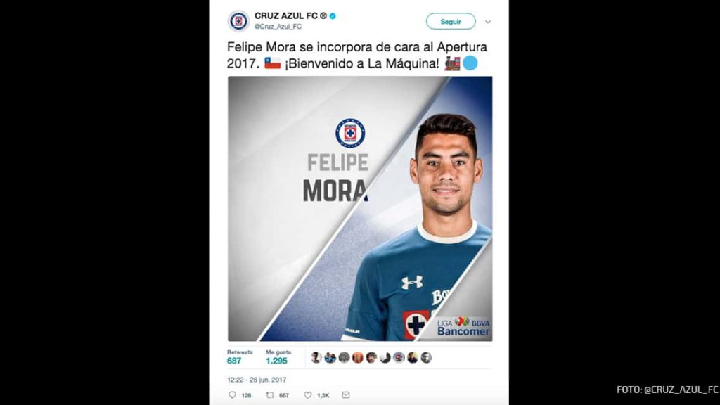 Cruz Azul hace oficial el fichaje del chileno Felipe Mora 0