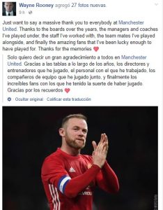 Rooney se despidió del Man U con emotivo mensaje 0