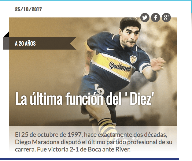 A 20 años del último partido oficial de Diego Maradona 0