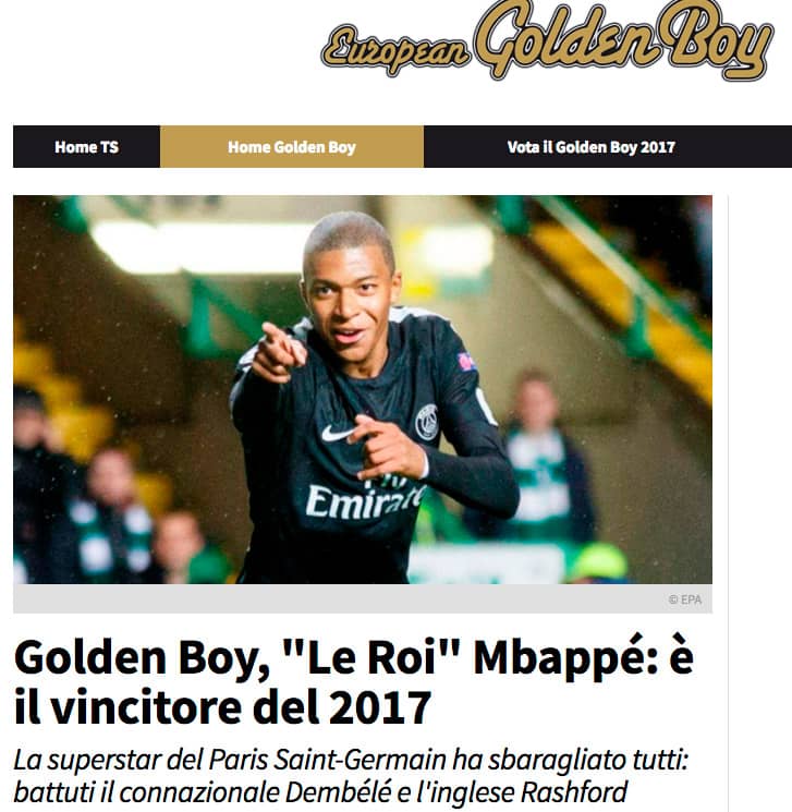 Kylian Mbappé se lleva el premio Golden Boy 2017 0
