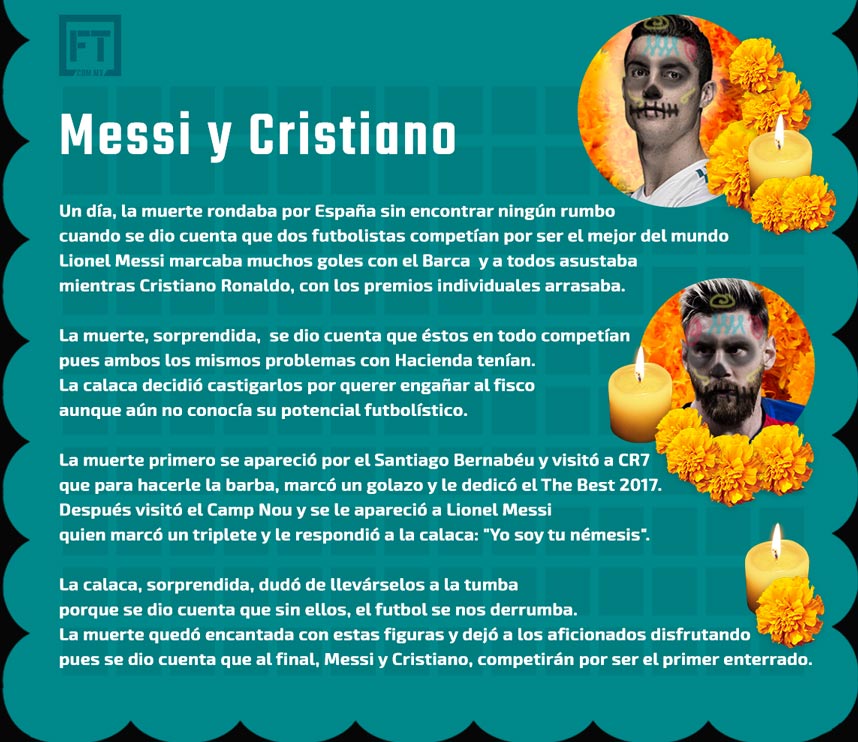 La calavera de Cristiano Ronaldo y Lionel Messi.