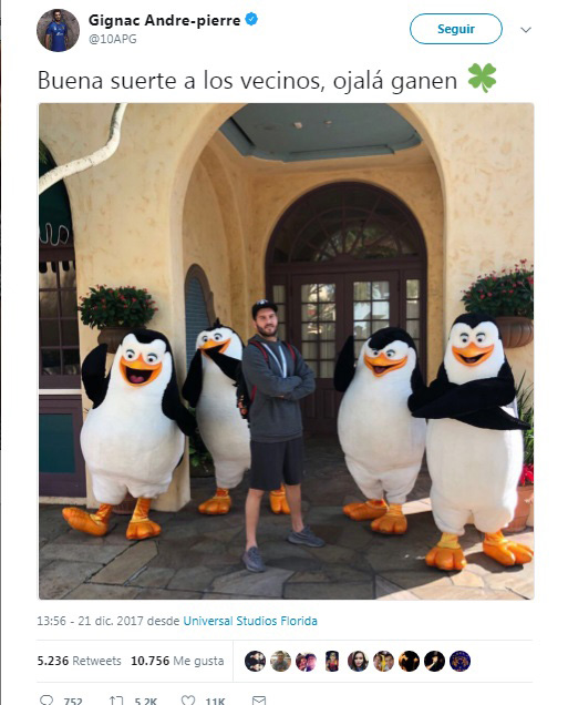 El francés los 'trolleó' con una imagen de Pingüinos