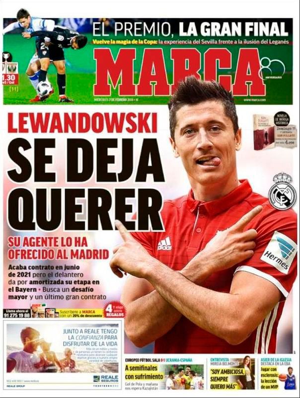 Agente de Lewandowski lo ofrece al Real Madrid 0