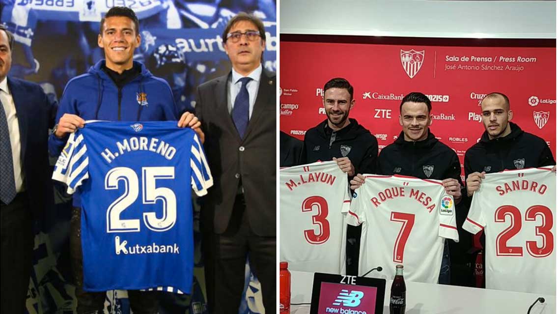 Moreno y Layún, presentados en la Real Sociedad y Sevilla
