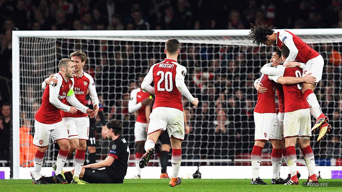 Arsenal humilla al Milan en duelo de gigantes de la Europa League