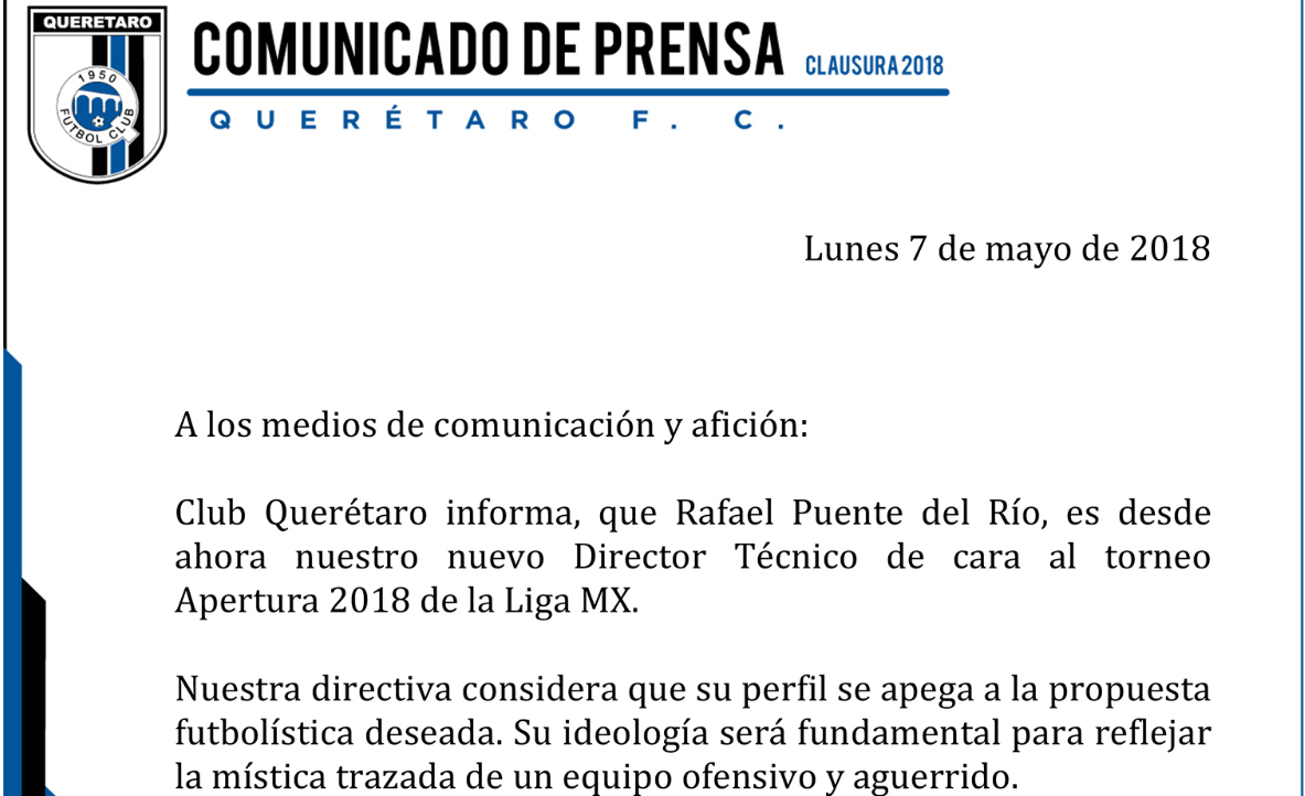 Querétaro hace oficial la llegada de Rafael Puente Jr 0