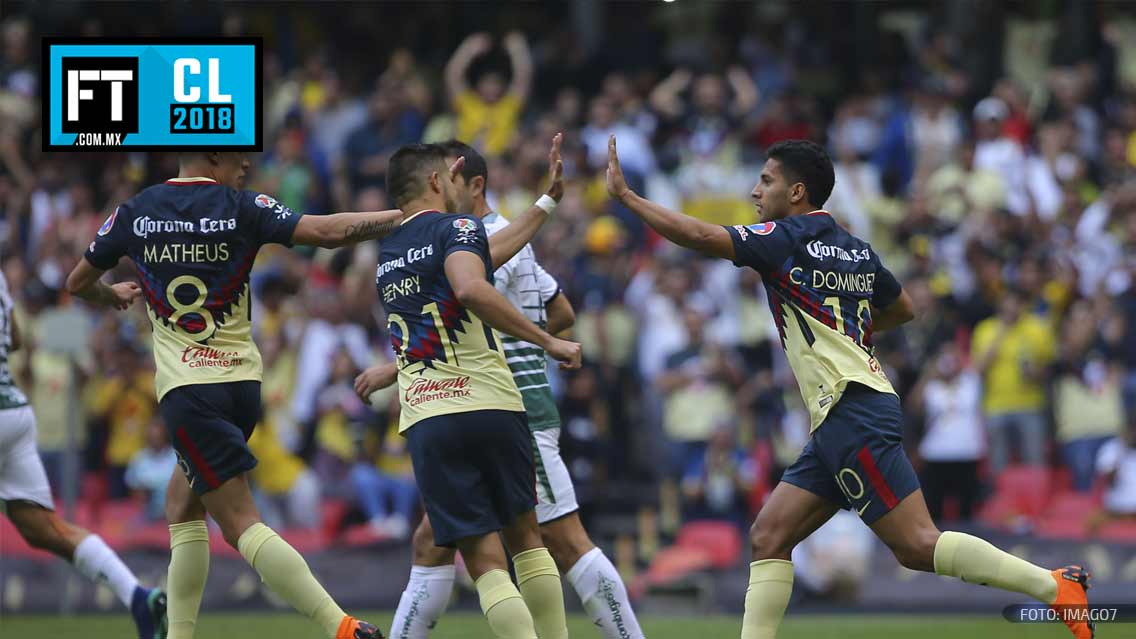 Jugadores del América ceelbran el primer gol