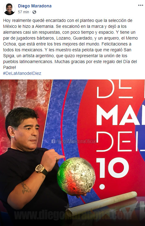 Memo Ochoa es top 3 del mundo en la portería: Maradona 0