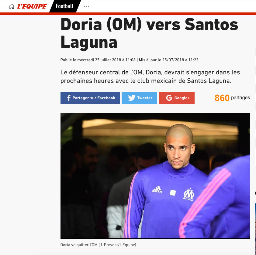 Santos Laguna tendrá refuerzo del Olympique de Marsella 0