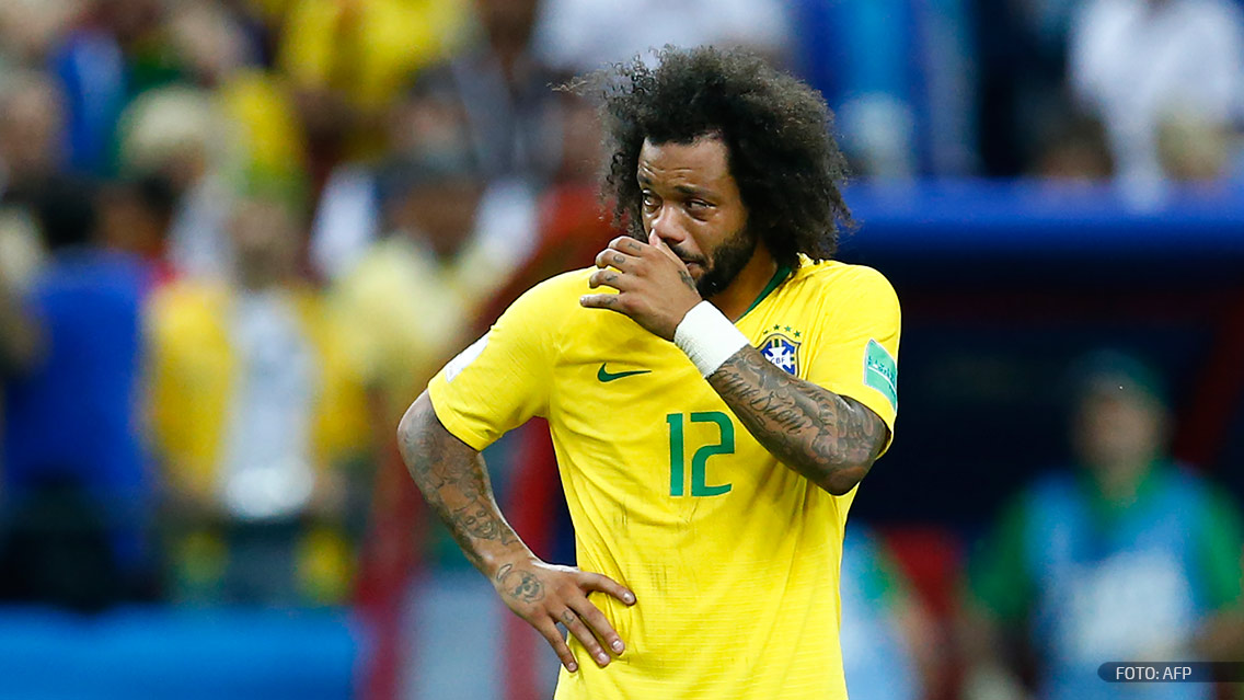 Marcelo llora después de la eliminación de Brasil en la Copa del Mundo