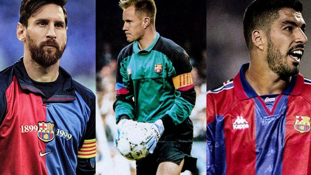 Las estrellas del FC Barcelona con uniformes del pasado