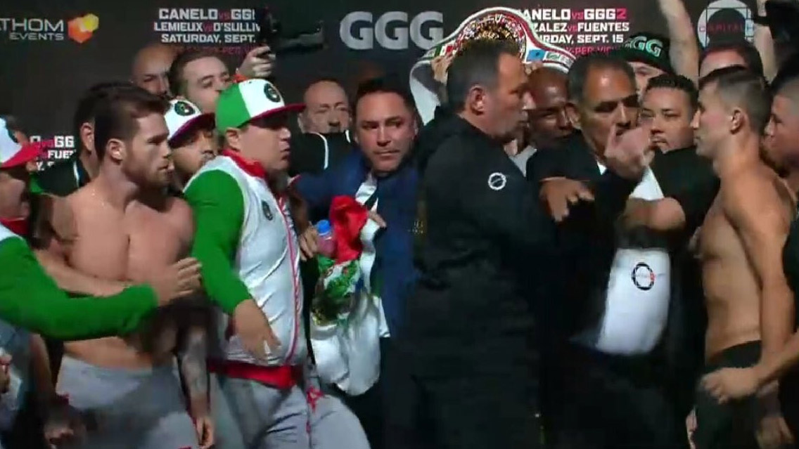 ‘Canelo’ y Golovkin, se calientan en ceremonia de pesaje