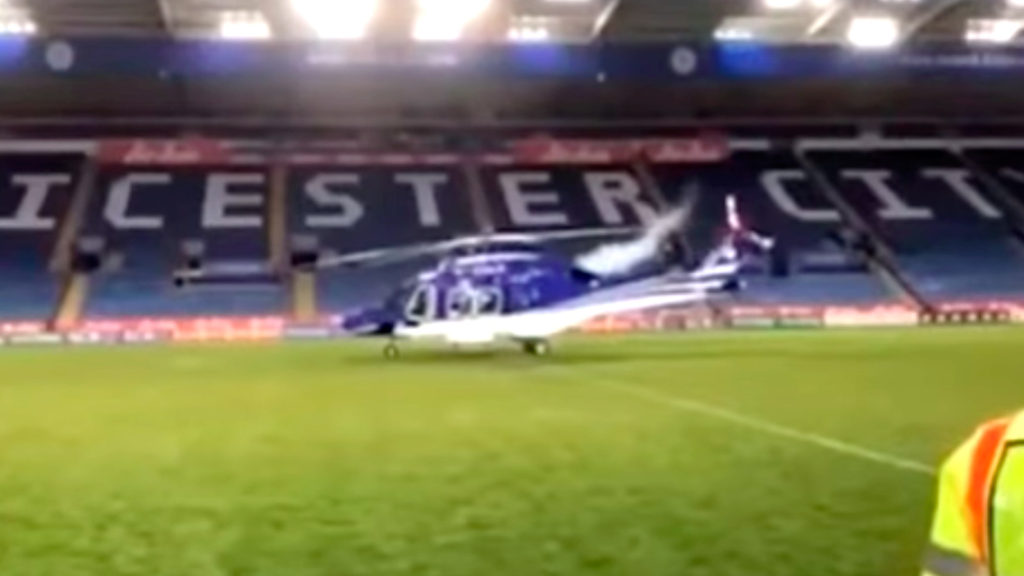 Momento en el que se estrella el helicóptero del dueño de Leicester.
