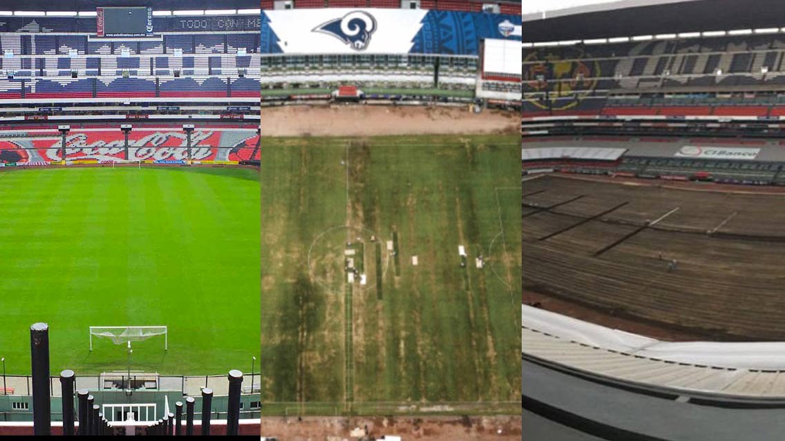 Evolución del deterioro de la cancha del Estadio Azteca