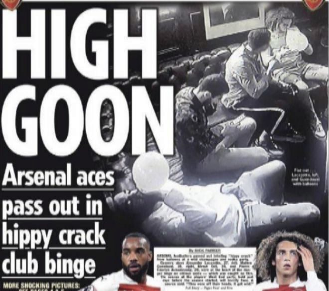 Captan a jugadores del Arsenal consumiendo Hippy Crack