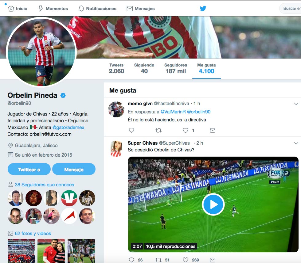 Orbelín Pineda fuera de Chivas 0