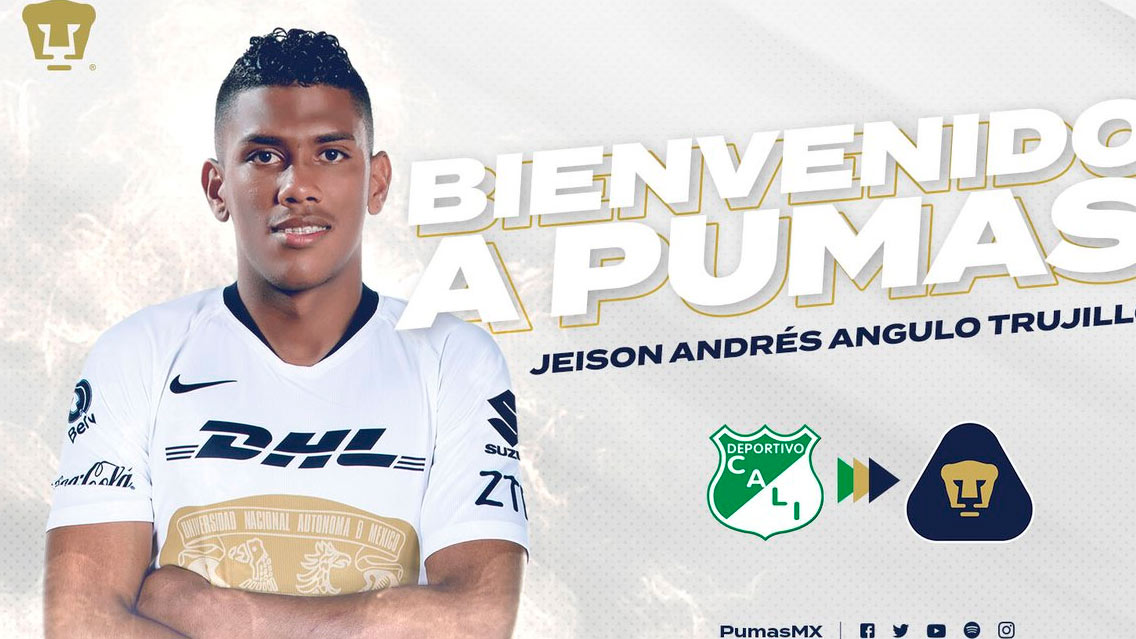 OFICIAL: Jeison Angulo, es nuevo jugador de Pumas