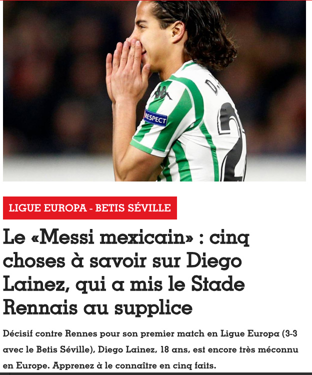 Diego Lainez ha sido reconocido en Francia por su calidad