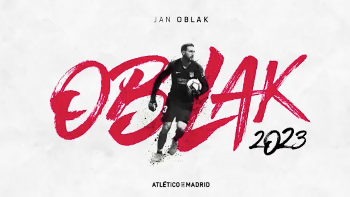 Oblak renueva con el Atlético de Madrid hasta 2023