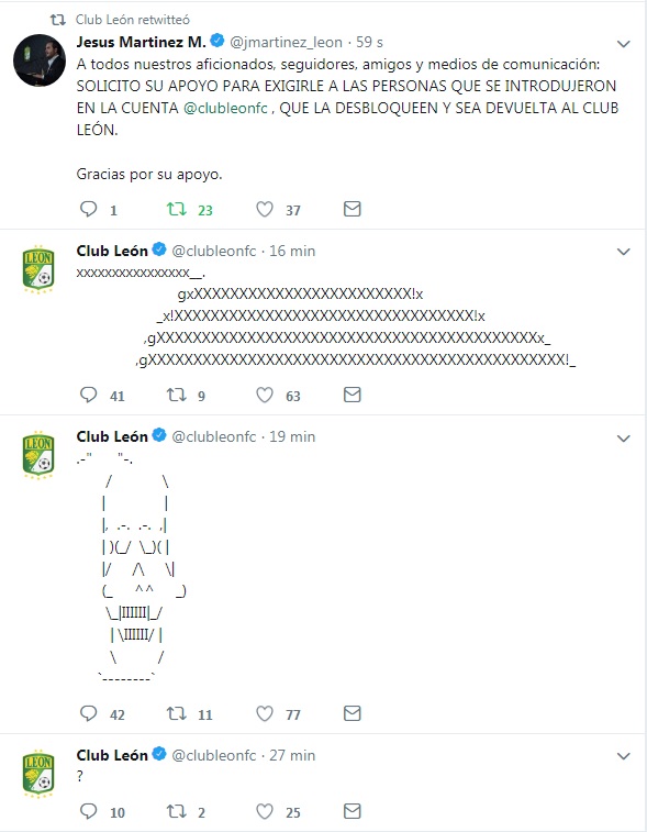 Hackean la cuenta de Twitter del Club León 0