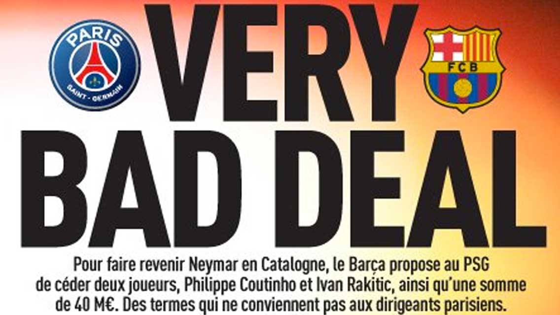 PSG rechaza oferta del Barcelona por Neymar