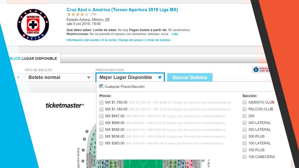 Boletos para el Cruz Azul vs América 