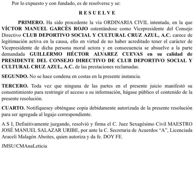 Dictaminan que Víctor Garcés NO es vicepresidente de Cruz Azul 0