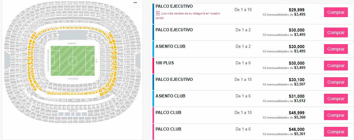 Precios final liga mx