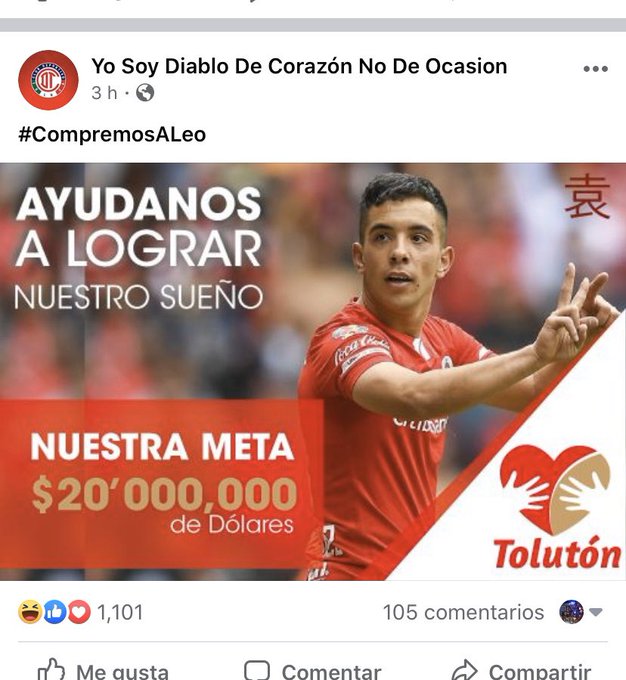 La afición de Toluca quiere comprar a Leonardo Fernández