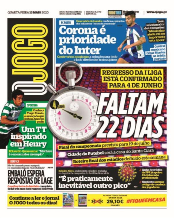El diario O Jogo resalta el posible fichaje de Tecatito Corona con el Inter de Milan