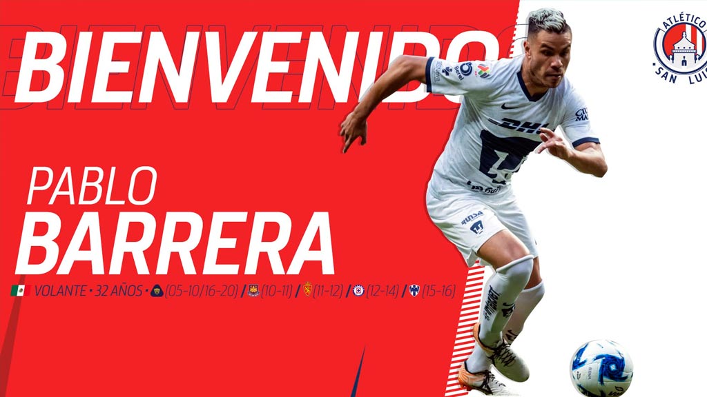 OFICIAL: Pablo Barrera, refuerzo del Atlético de San Luis