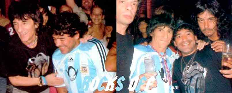 Maradona en la fiesta de los Rolling Stones