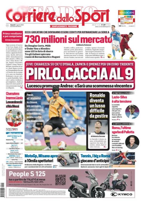 El diario Corriere Dello Sport destaca el posible traspaso de Raúl Jiménez a la Juventus