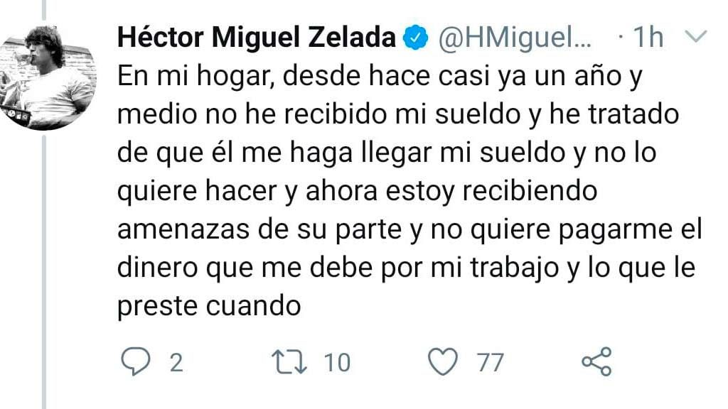 CM acusa a Héctor Miguel Zelada por falta de pago 3