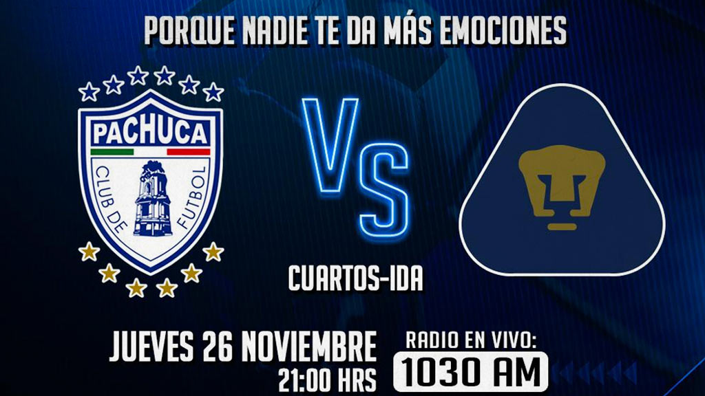 Escucha EN VIVO aquí el partido entre Pachuca vs Pumas