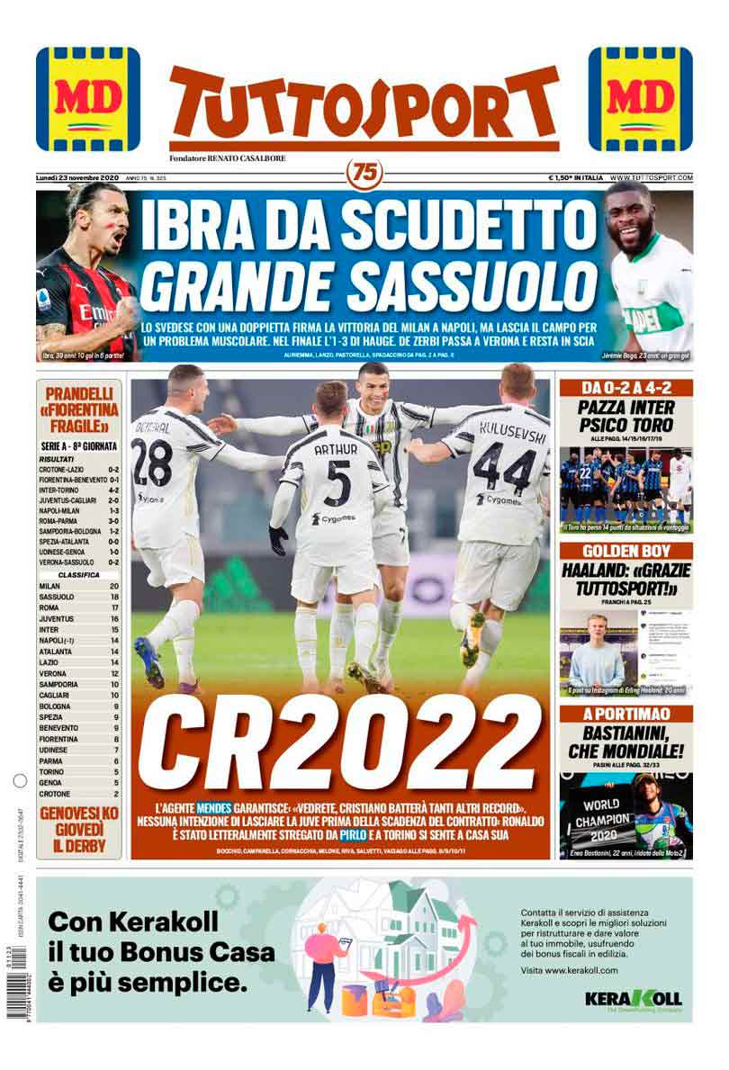 Cristiano Ronaldo se quedaría en la Juventus hasta el 2022 si sigue Andrea Pirlo