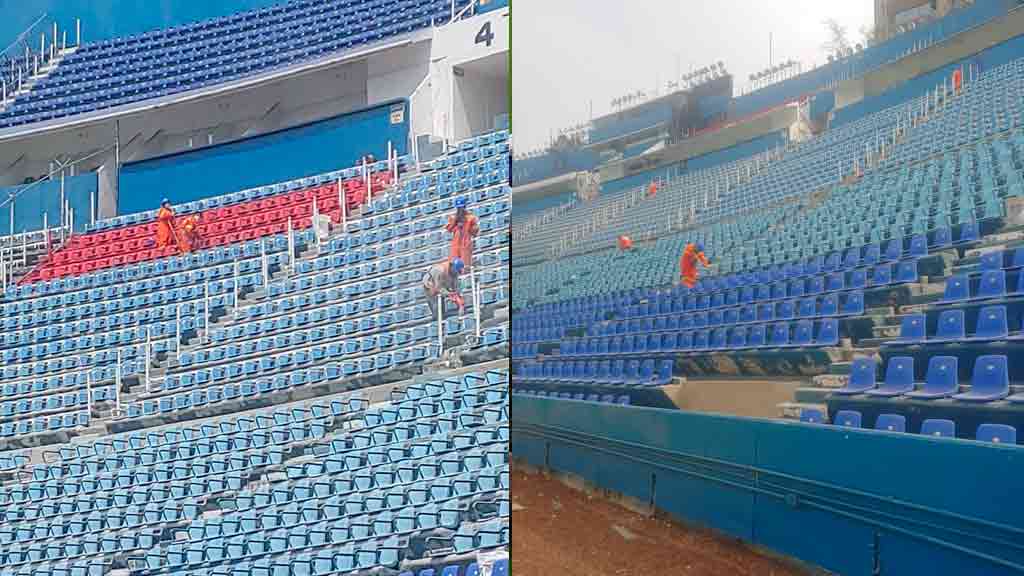 Pintan el Estadio Azul con los colores del Atlante