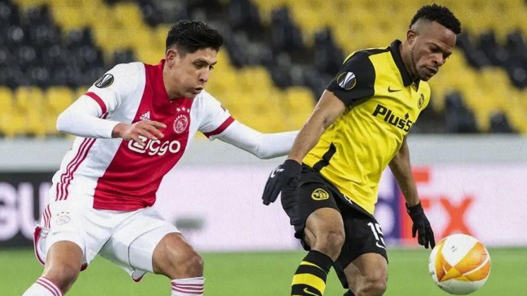 Edson Álvarez en un partido de la UEFA Europa League ante el Young Boys
