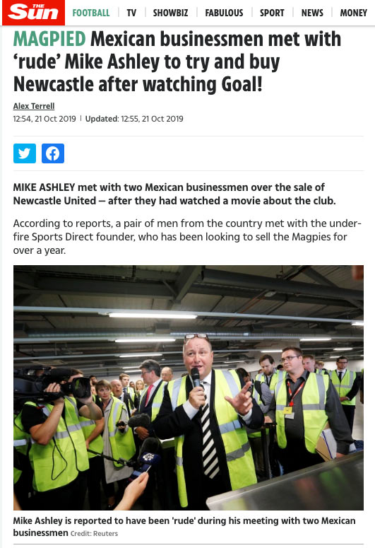 Newcastle United fue intentado comprar por dos empresarios mexicanos en 2019