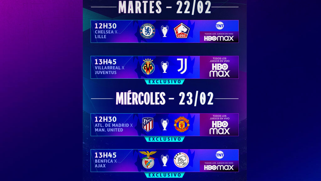 Champions League: Partidos de hoy, fechas, horarios y canales de transmisión de los octavos de final de ida 2021-22