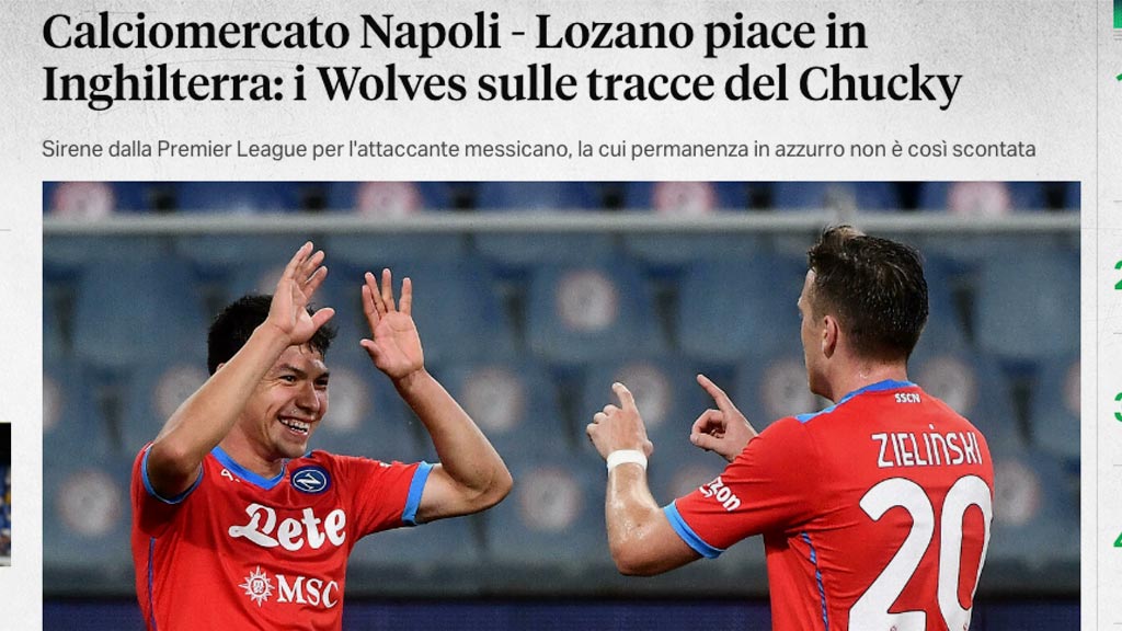 Chucky Lozano ha sido puesto en la mira del Wolverhampton desde la prensa en Italia