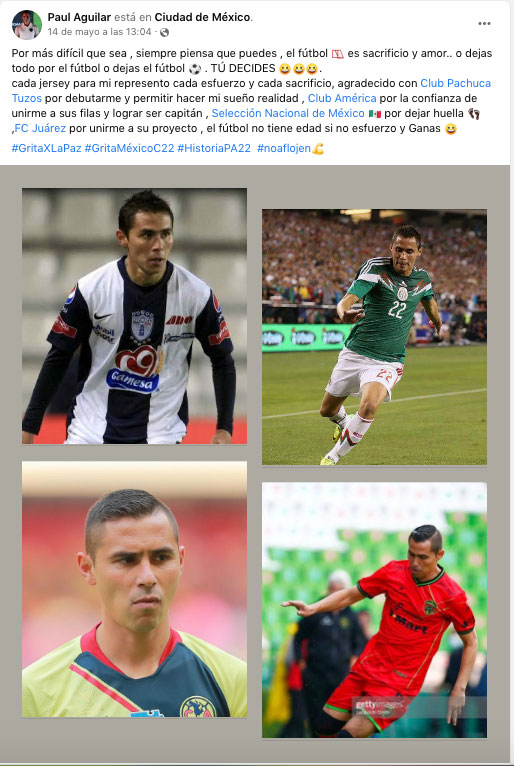 Paul Aguilar sigue activo en redes sociales como futbolista de FC Juárez