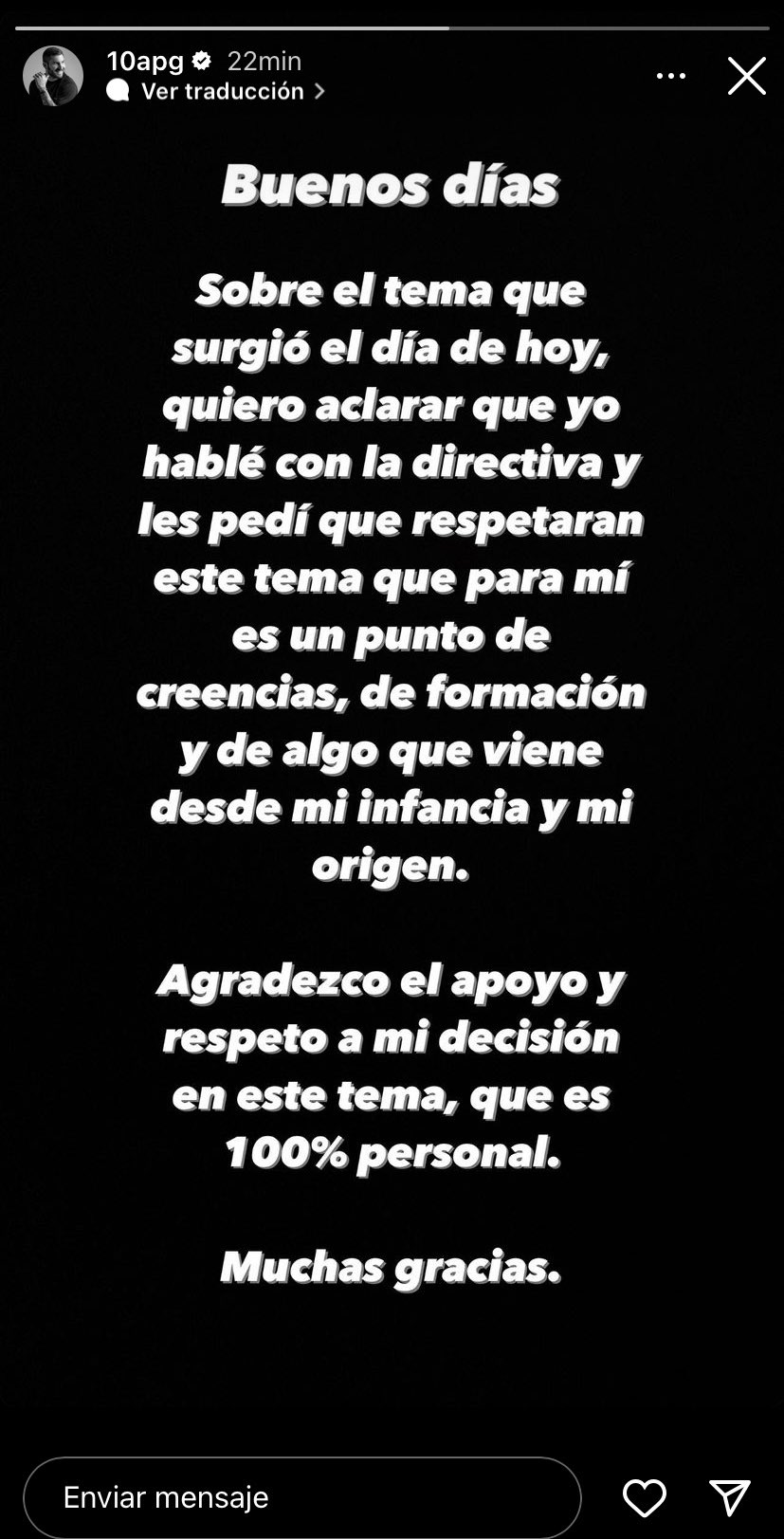 Gignac ha pedido respeten su decisión de no vacunarse contra el Covid