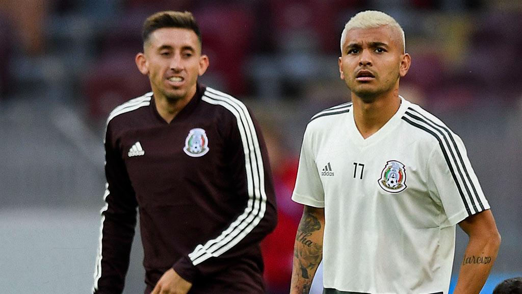 Héctor Herrera y 'Tecatito' Corona en una concentración con el Tricolor