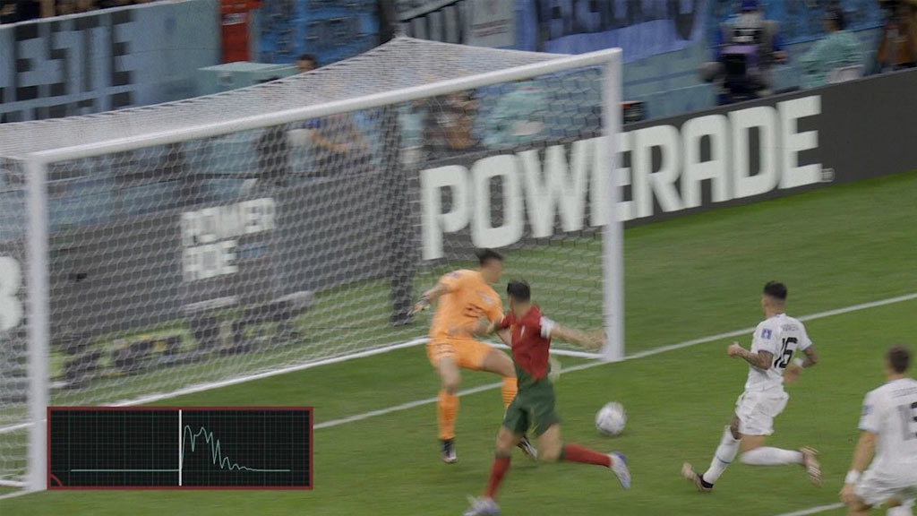 Finalmente, el balón presentó movimiento nuevamente hasta que tocó el césped