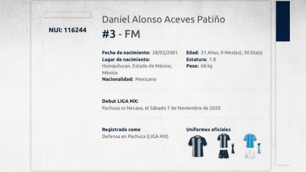 Daniel Alonso Aceves ya aparece registrado en la Liga MX con los Tuzos de Pachuca para este torneo Clausura 2023