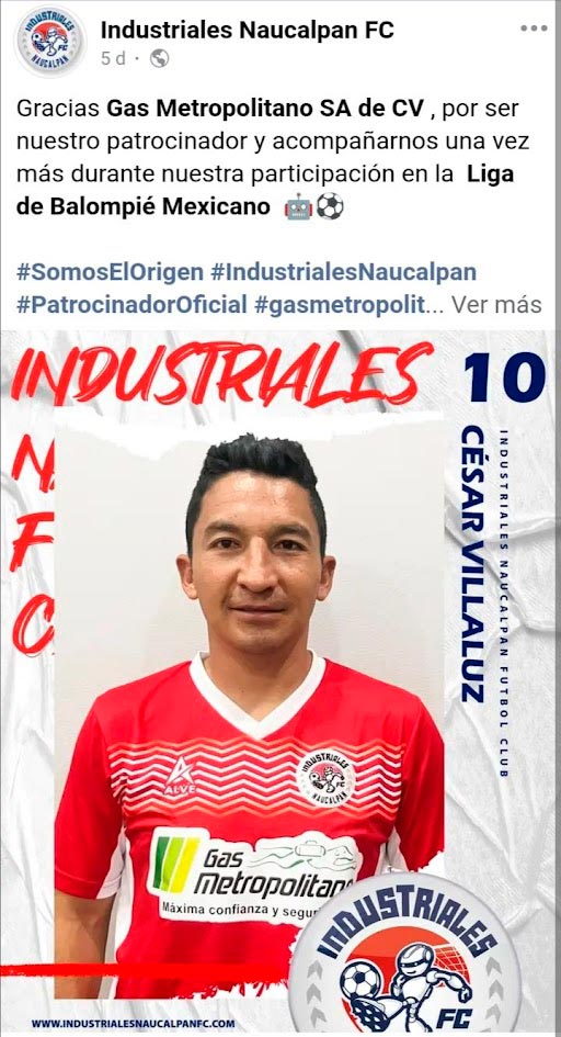 César Villaluz fichó por los Industriales de Naucalpan en la Liga de Balompié Mexicano
