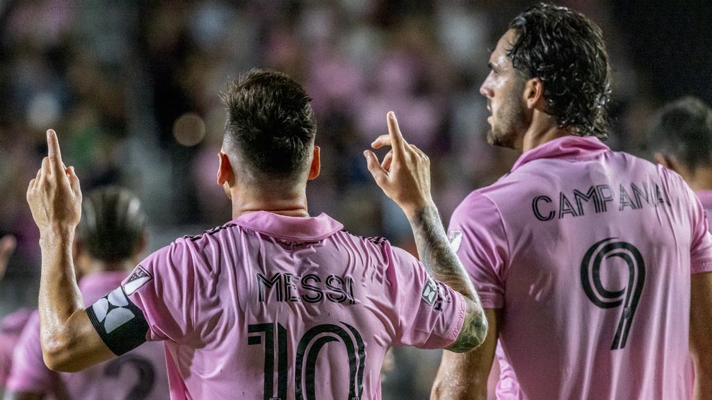 Lionel Messi y Leonardo Campana con el Inter de Miami