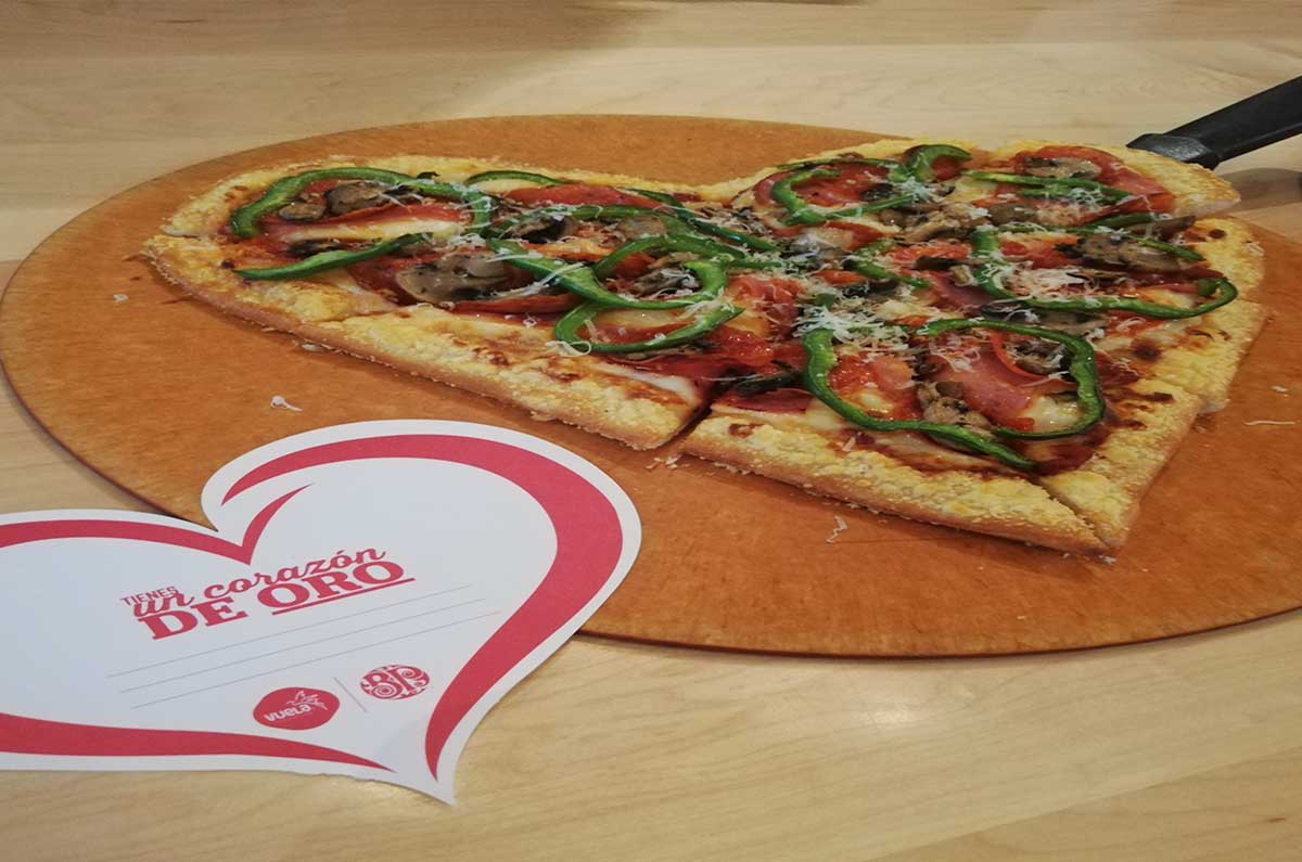 Pizza en forma de corazón