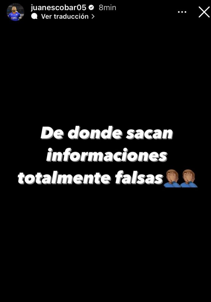 Así fue la 'story' que compartió Juan Escobar a través de sus redes sociales